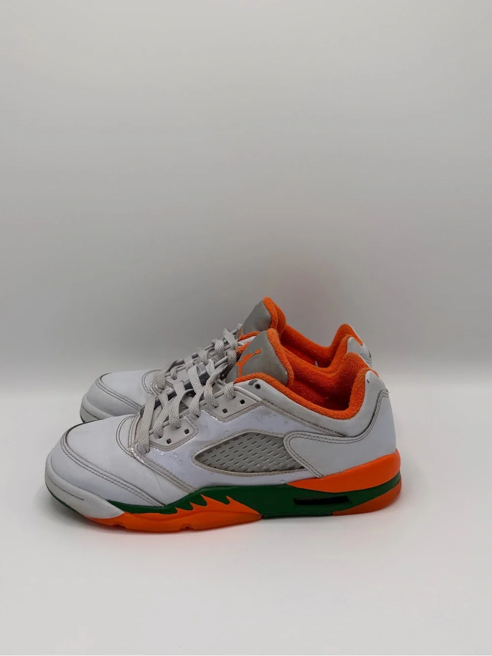 Kids White Athletic Sneakers with Orange & Green Accents